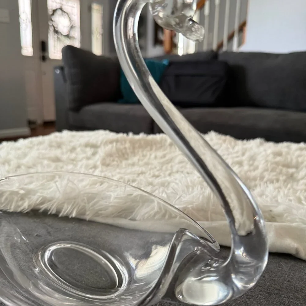 Vintage Glass Swan by Duncan & Miller, Candy/Trinket Dish